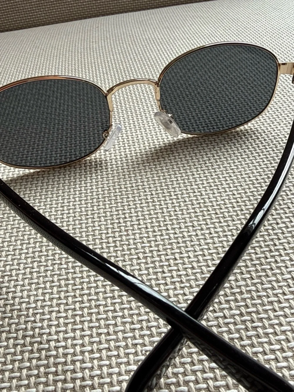 Gold Frame Black Lens Oval Sunglasses